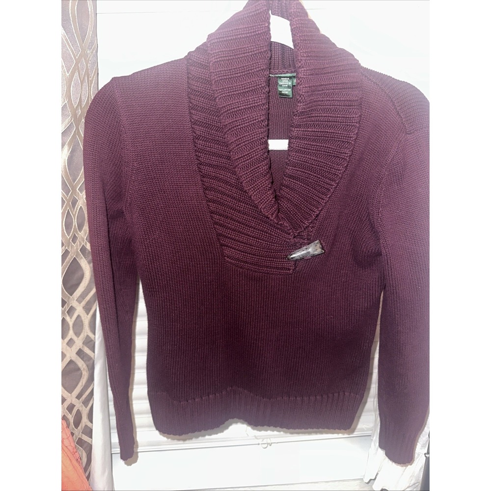 Lauren Ralph Lauren Sweater Womens Medium Purple Knit Long Sleeve Sweater P/S